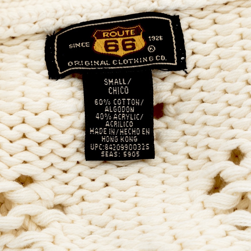 Vintage chunky sweater cardigan cream Route 66 S - Picture 12 of 13